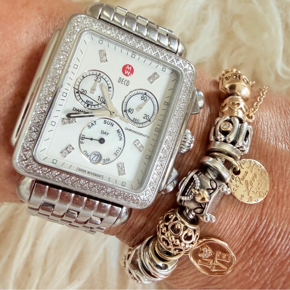 Michele XL Diamond DECO Chronograph Watch
